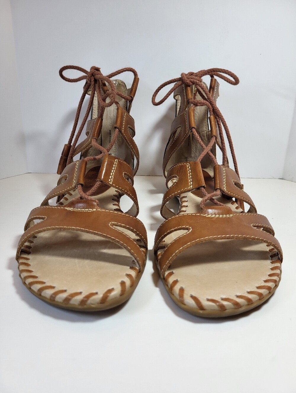 Pikolinos Leather Gladiator SANDALS Womens EU 39 US 8.5 - 9 Brandy Brown *READ - Picture 3 of 16